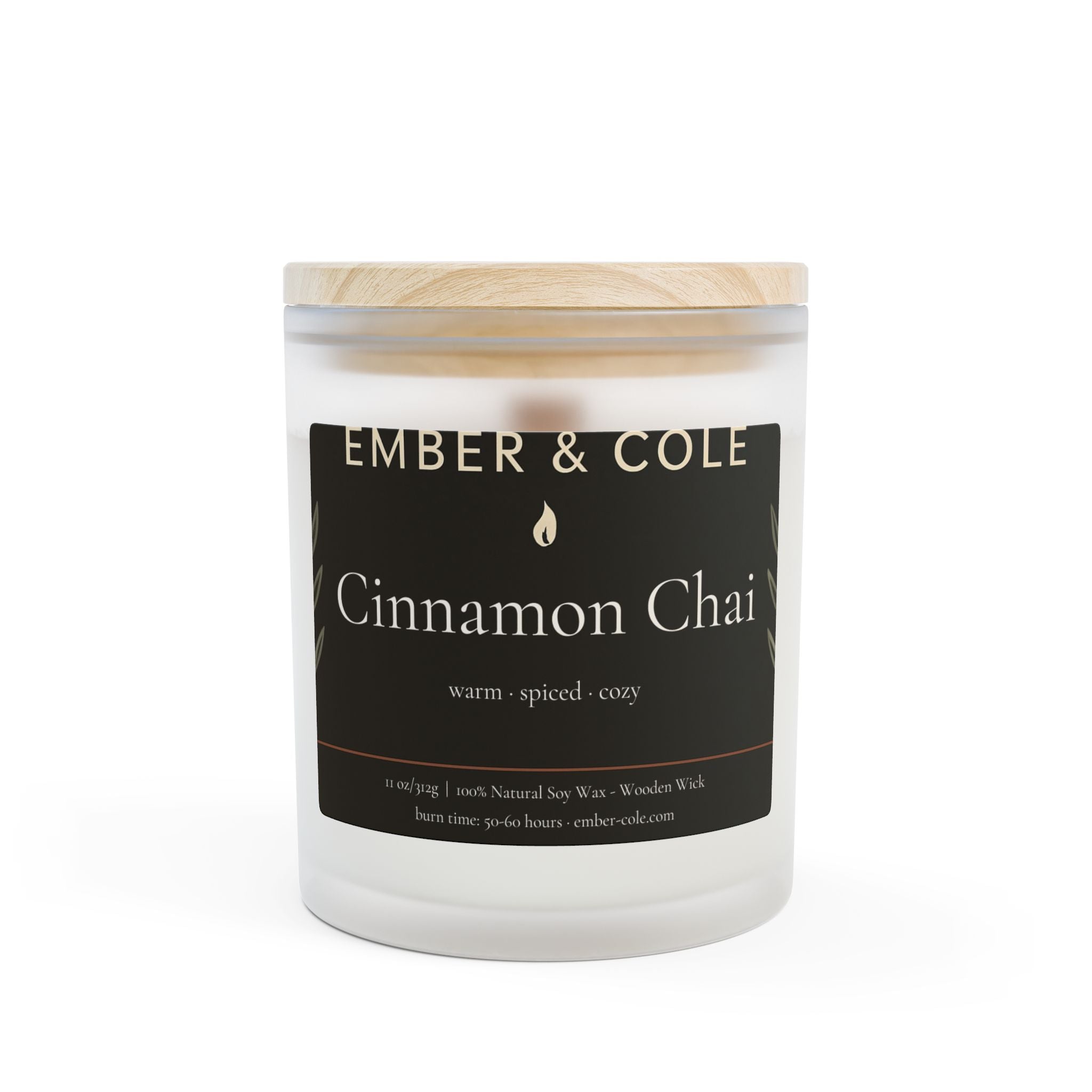 Hand-Poured Soy Candle Frosted Glass | 11oz | Ember & Cole