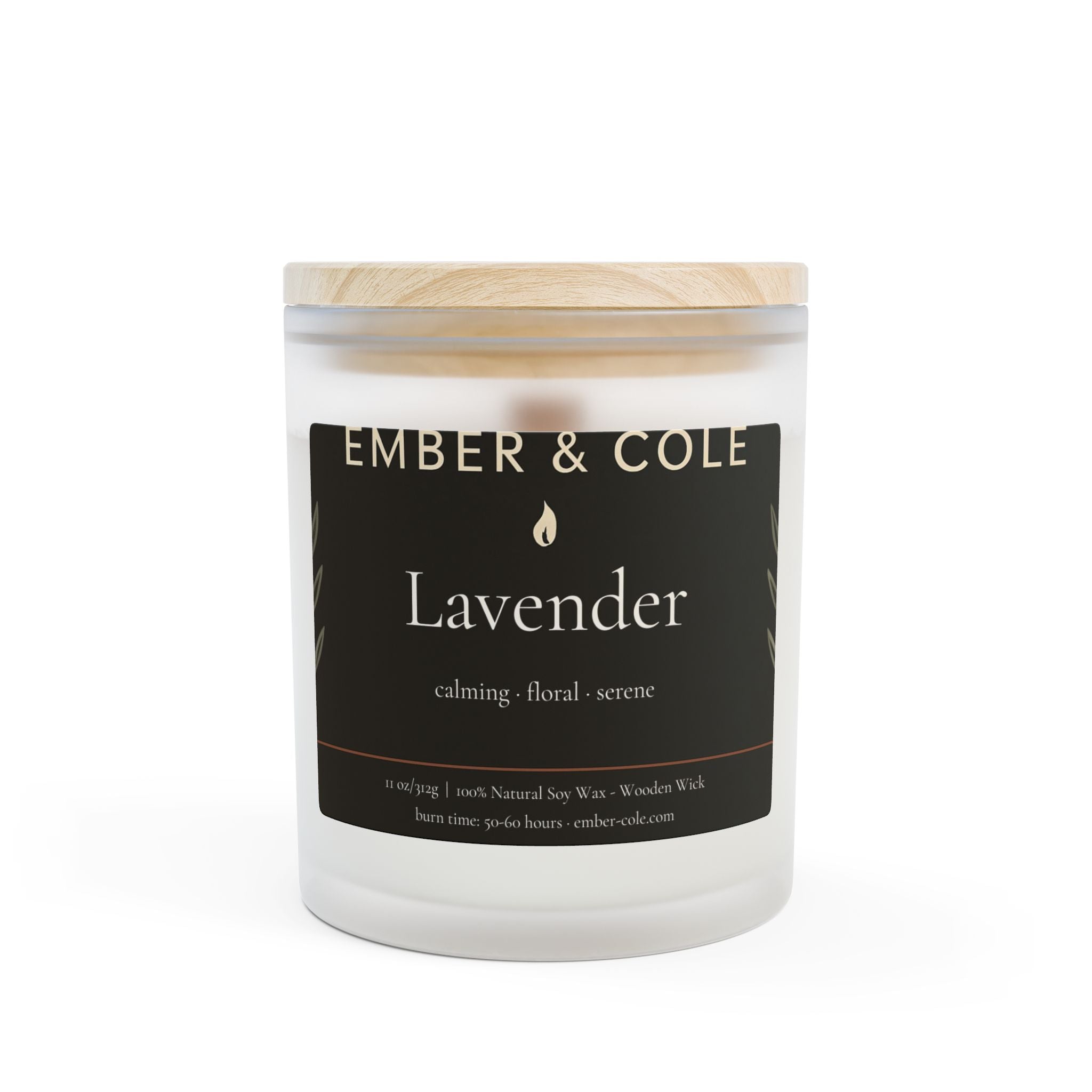 Hand-Poured Soy Candle Frosted Glass | 11oz | Ember & Cole
