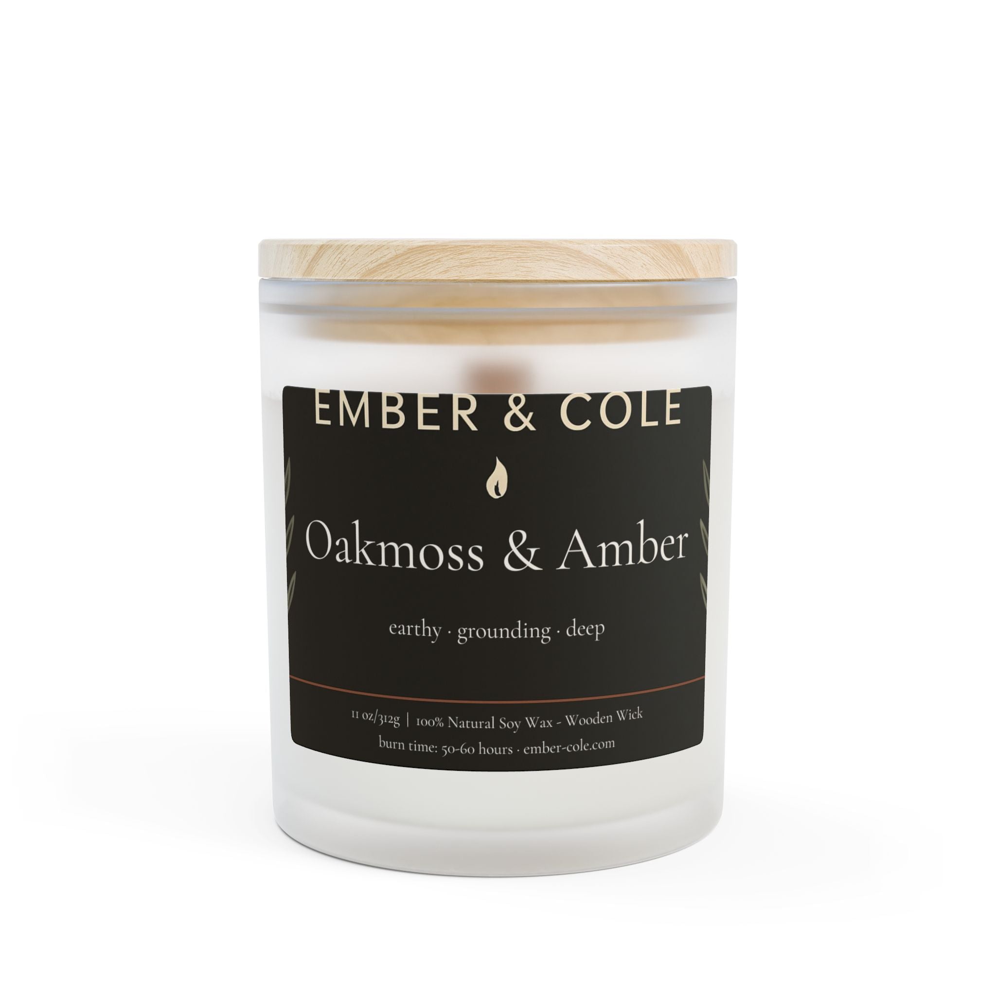 Hand-Poured Soy Candle Frosted Glass | 11oz | Ember & Cole