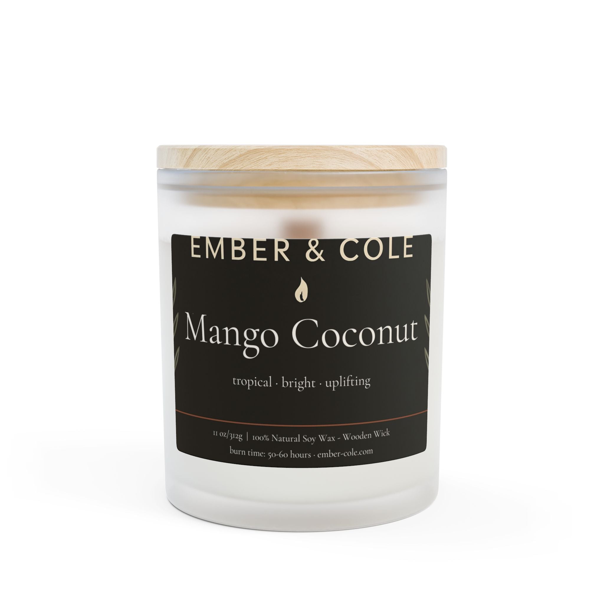 Hand-Poured Soy Candle Frosted Glass | 11oz | Ember & Cole